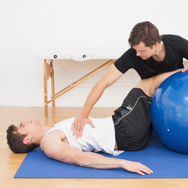 Patient using exercise ball