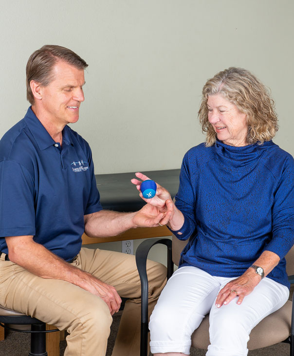 Patient squeezing ball